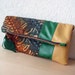 Leather Clutch in Italian Leather and Handwoven Silk and Cotton Batik - Indie Patchwork Series