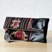 Leather Clutch in Black Italian Leather and Handwoven Ikat Fabric - Indie Patchwork Series