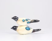 Lampwork glass bead set handmade by Lori Lochner "Turquoise spotted bird pair"