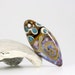 Lampwork glass focal bead handmade pendant by Lori Lochner "Earthy plum shield talisman"