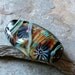 Handmade lampwork glass focal bead by Lori Lochner "Midnight Kiku Focal"