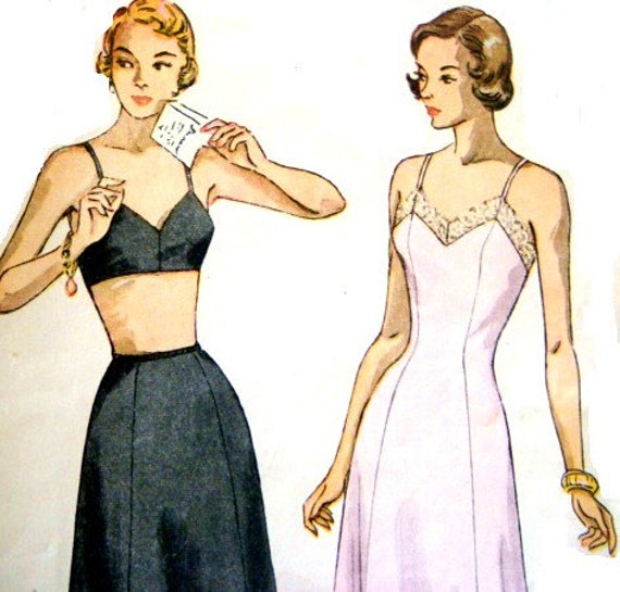 Download Vintage Lingerie Pattern 1950s Womens Slip and Petticoat Slips