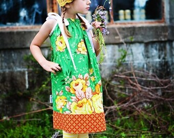 summer dress -girls dress- baby dress- girls sundress- green dress- girls outfit- yellow sundress-dress- birthday outfit-floral dress