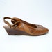 vintage peep toe brown leather shoes . size 7.5
