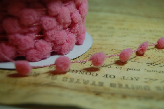 the trim pom pom pink yard by Mini on TinTiaraTrims Trim Pink by Etsy Pom Pom Wired Bubblegum