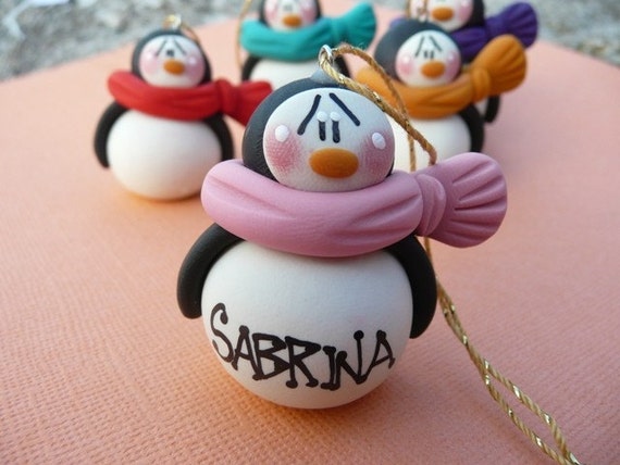 items similar to personalized clay penguin christmas items similar to personalized clay penguin christmas