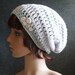 Newcastle Slouch in Ice Blue and White Stripes - Crochet