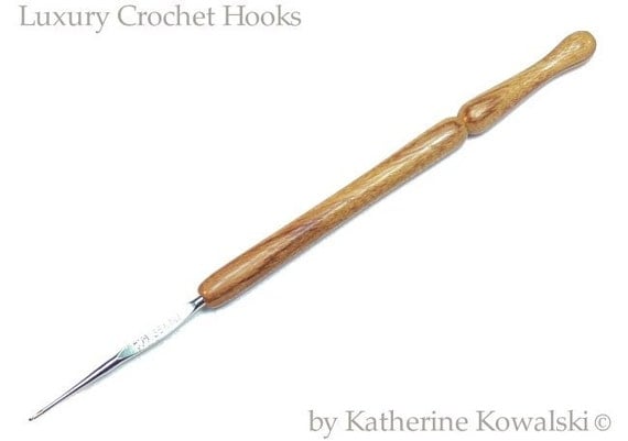 SALE - Canarywood -  Wooden Thread Crochet Hook -- Hardwood, Steel -- Custom Size (DAYSTAR) Katherine Kowalski woodturning
