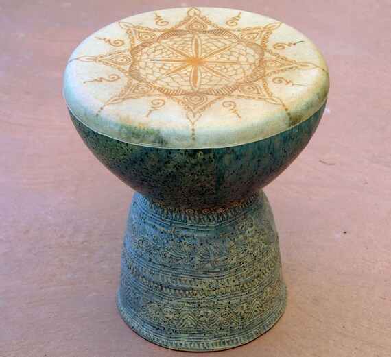 Ceramic Doumbek Drum with Henna design