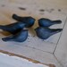 Raven, Crow, Blackbird, Counting Crows- -set of 5 BLACK stoneware bird sculptures