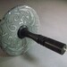 ITALIAN RESIN SILVER SWIRL - Top \/ High Whorl Drop Spindle - Sterling Silver Hook