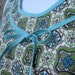 Vintage Bib Apron - Shift Style - Blues and Greens with Scallop Edging - 1950s