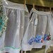 Vintage Half Apron - White Organdy with Blue Bows and Pinks Roses Applique - Carmen Lee