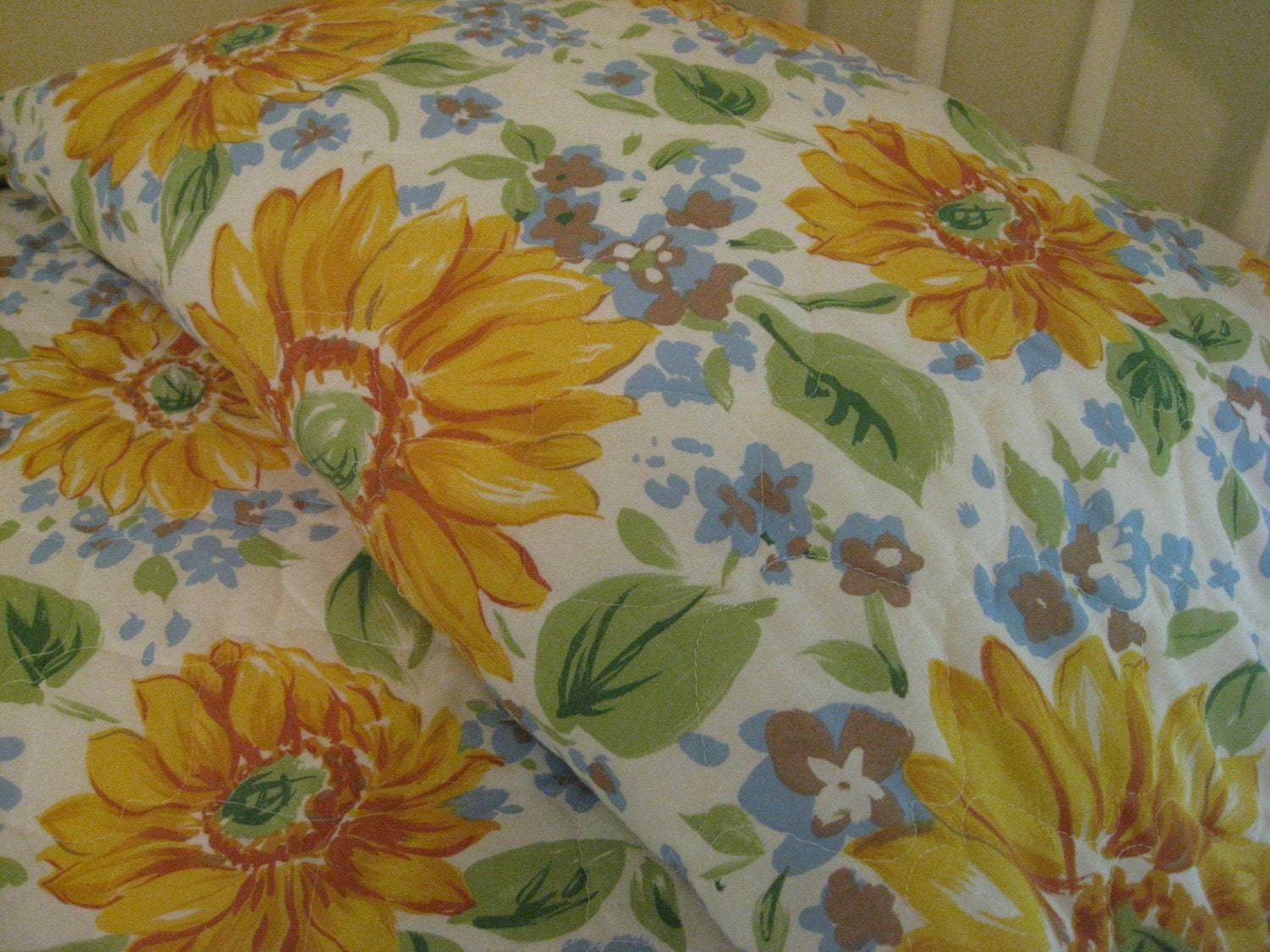 NEW YEAR SALE Yellow Sunflower Bedspread Quilted Top