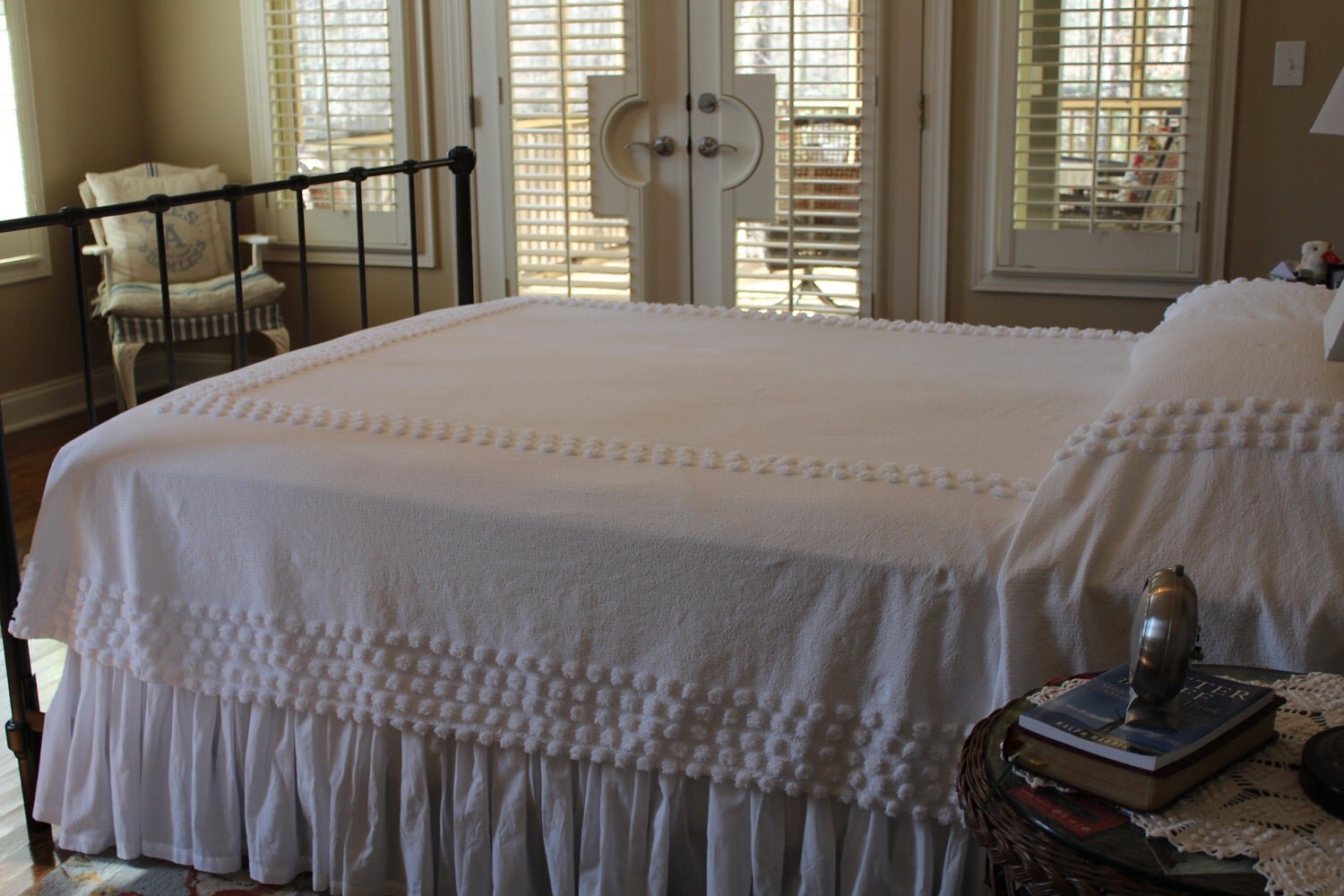 Vintage Chenille Bedspread Cabin Crafts Needle by catnapcottage