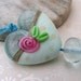 Lampwork Glass Beads Vintage Polka Dot Pattie Green Tea Limited Edition Set