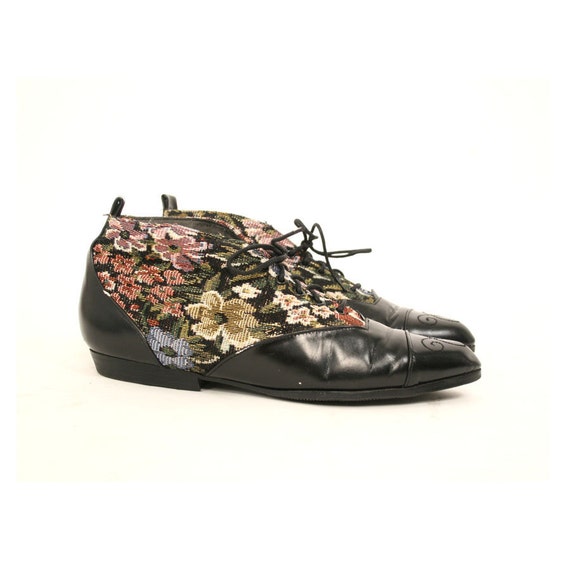 size 8 FLORAL TAPESTRY ankle boots 38.5