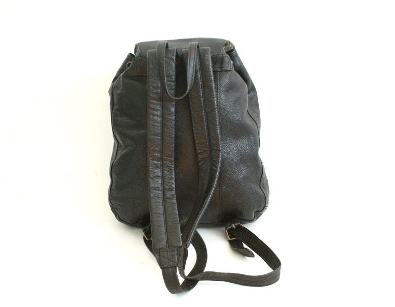 vintage black leather backpack