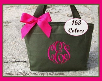 Monogrammed Lunch Bag Cooler - School Personalized Lunch Box Triple Initials Insulated teacher lunch bag lunch tote lunchbox kids childrens