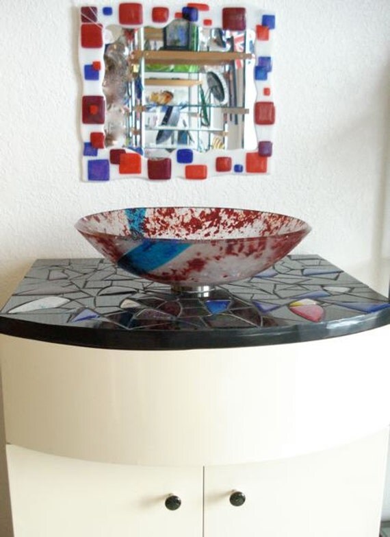 Glass vessel sinkUnique fused glass design