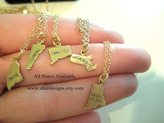 Charm Necklaces, Two State Charms, Great gift for best friends, faraway friends, or moving away gift