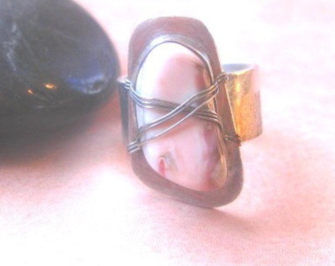 Sterling Silver Ring * Wire Wrapped Rose Quartz Ring