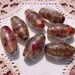 Golden Aventurine Ruby Red Encased Vintage Glass Lampwork Beads