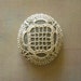 Crocheted Lace Stone, with Tiny Stitches, Beige, Greenish Gray, Handmade