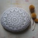 Wedding Table Decor, Home Decor, Crochet Lace Stone, Large,White, Light Gray Stone, Handmade