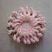 Crocheted Lace Stone, Flower, made with Beige and Pink Thread, Gray Stone, Handmade