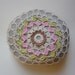 Art, Mixed Media, Crochet Lace Stone, Original, Handmade, Table Decoration, Art Object, Collectible, Home Decor, Nature, Pink, Green, Gray