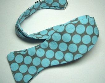 Freestyle Bow Tie For Men Slate Blue Big Dots