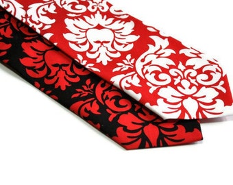 Red and Black Damask Neckties for Your Wedding