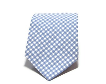Periwinkle Gingham Necktie - Boys or Mens Tie