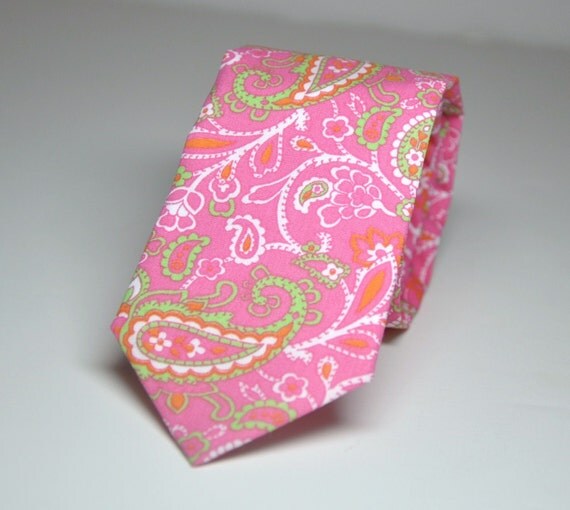 Men's Necktie Pink and Green Paisley Child's Tie