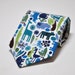 Men's Necktie Blue and Green Little Animals