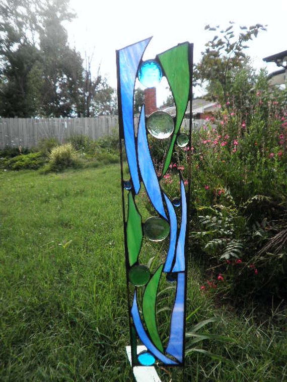 Stained Glass Garden Sculpture Indus River by FeralGlass on Etsy