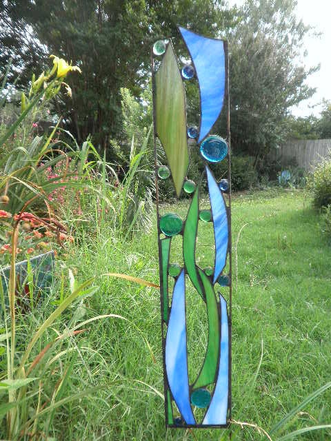 Stained Glass Garden Sculpture Seapoint by FeralGlass on Etsy