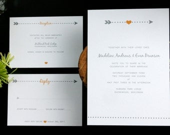 Heart and Arrow Wedding Invitation Set