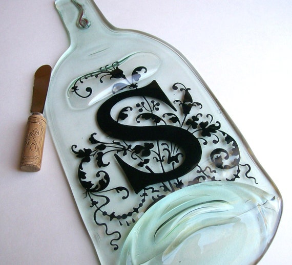 Recycled Wine Bottle Serving Tray Personalized by CDChilds on Etsy