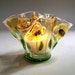 Fused Glass Candle Holder/Votive (Poppies in Yellow)
