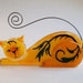 Business Card Holder/Photo Holder Fused Glass (Scrap Daddy Cat in Orange)