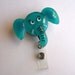 Fused Glass Elephant Badge Holder (Turquoise)