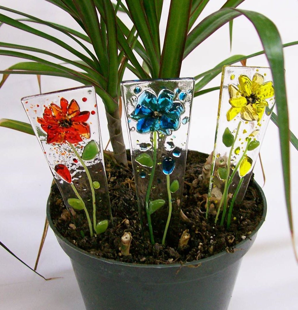 Fused Glass Plant Stakes And Garden Stakes Flower