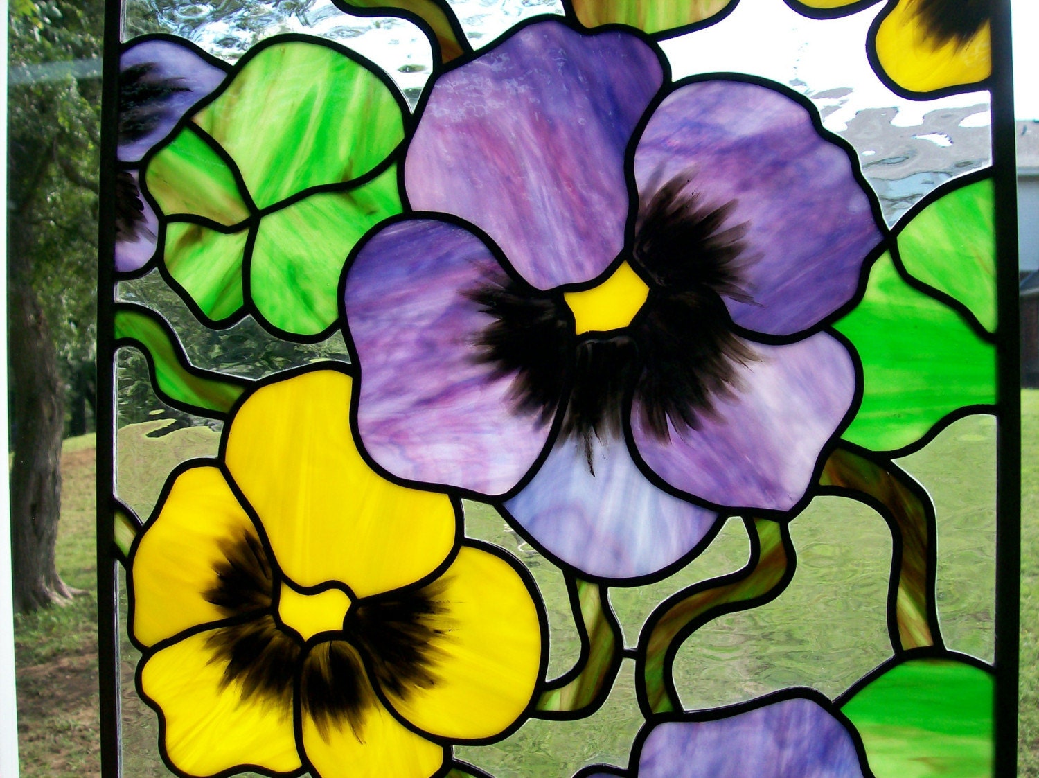 Pansy Stained Glass Panel