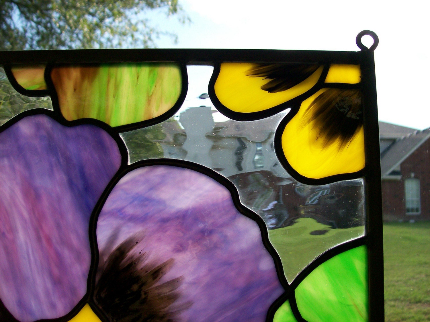 Pansy Stained Glass Panel