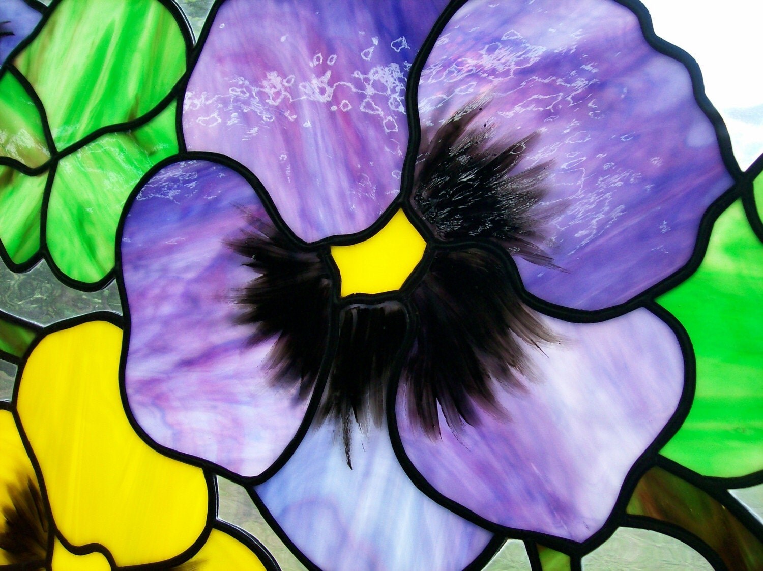 Pansy Stained Glass Panel