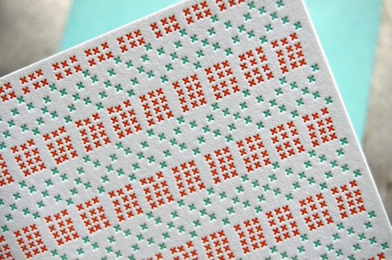 Letterpress Cross Stitch Card