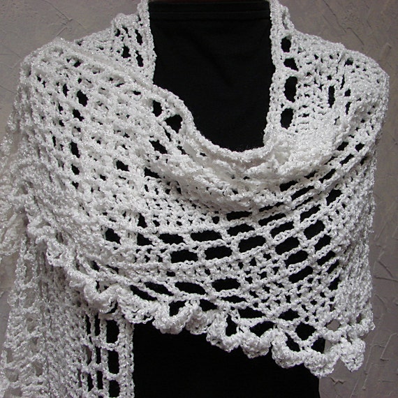 White Crochet Lace Shawl by TerrificCreations on Etsy