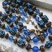 FREE SHIPPING Vintage Blue Plastic Beaded Multi Strand Necklace
